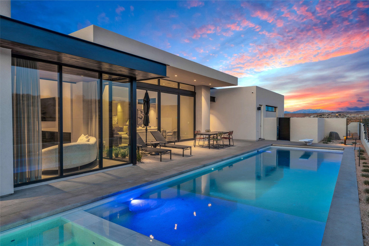 outdoor pool next to house