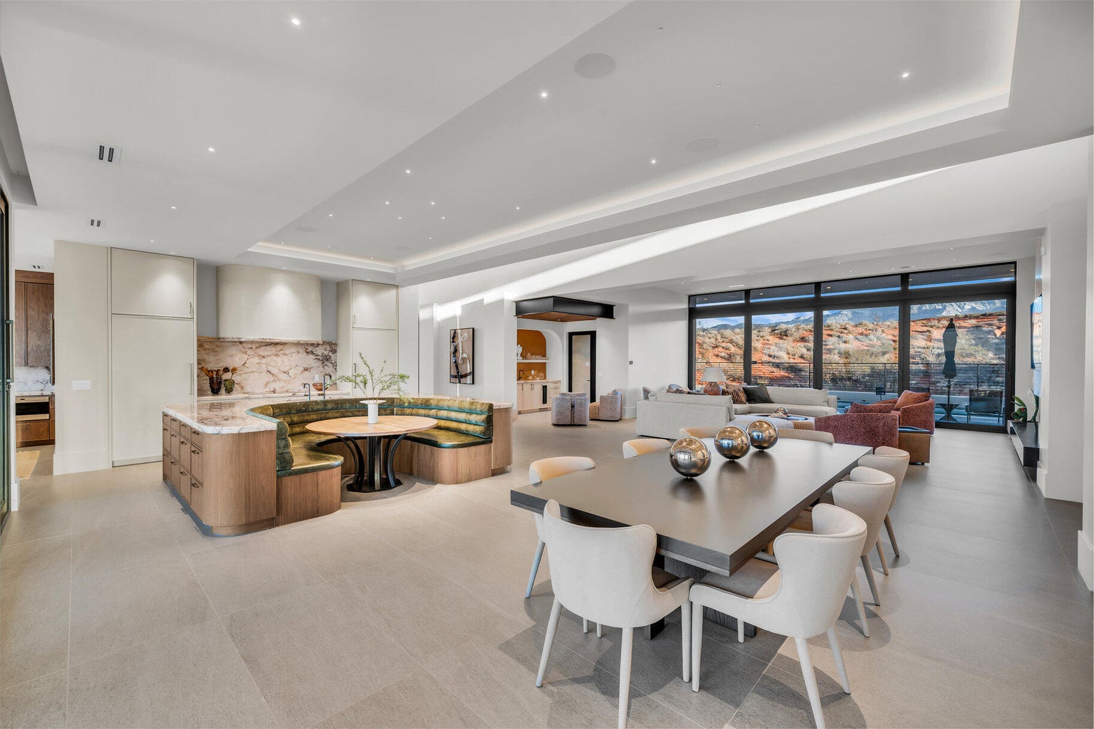 modern dining room and kitchen