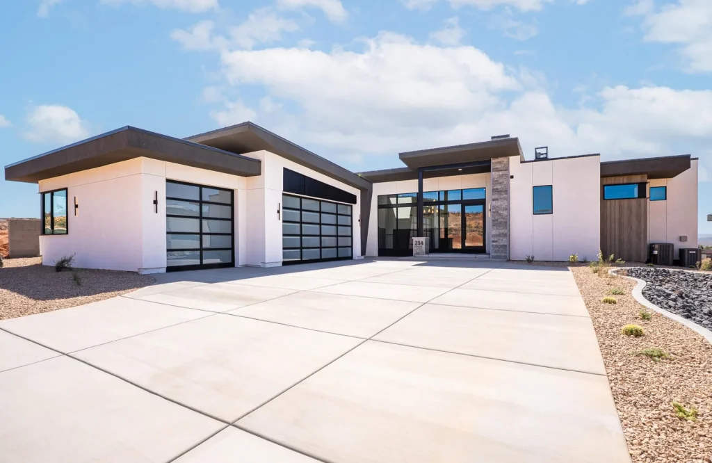 modern house with large driveway