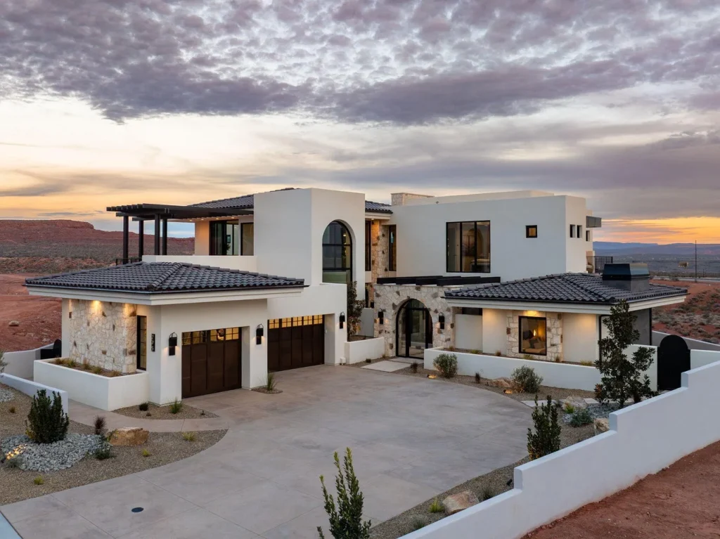 modern large house with a desert background
